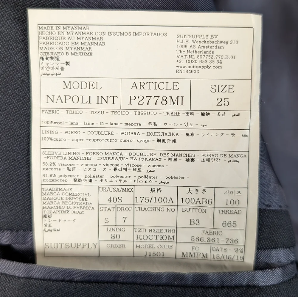 Vitale Barberis Canonico 40S Blue 100% Wool Blazer Suit‎ Jacket Sport Coat 110